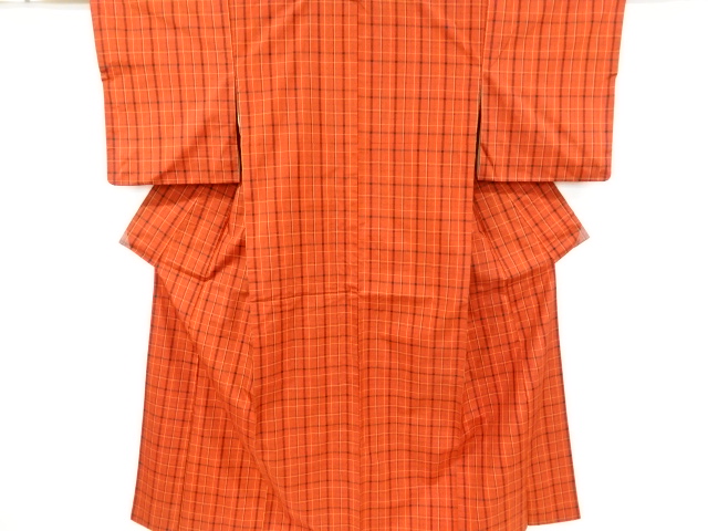 JAPANESE KIMONO / ENSEMBLE KIMONO / SILK / YONEZAWA TSUMUGI / WOVEN GRID